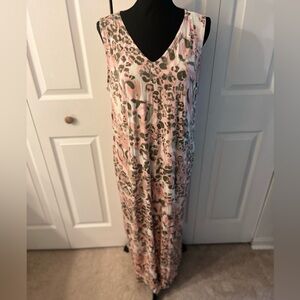 Belle by Kim Gravel Pink Animal Print Maxi Dress, Women, L, Summer, Vacay, Boho